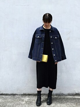 「MK MICHEL KLEIN（エムケーミッシェルクラン）のアイテム（デニムジャケット）」を使った、MKミッシェルクランさん（レディース・160cm）の秋コーディネート