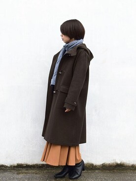 「MK MICHEL KLEIN（エムケーミッシェルクラン）のアイテム（ダッフルコート）」を使った、MKミッシェルクランさん（レディース・157cm）の秋コーディネート