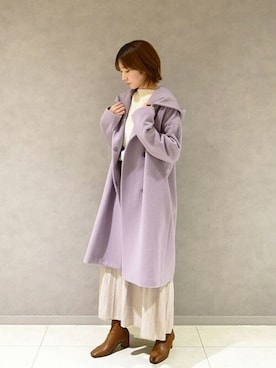 「ドルマンスリーブ」｜「アイテム（その他アウター）」を使った、MKミッシェルクランさん（レディース・165cm）の冬コーディネート