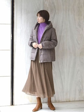 「MK MICHEL KLEIN（エムケーミッシェルクラン）のアイテム（ダウンジャケット/コート）」を使った、MKミッシェルクランさん（レディース・165cm）の冬コーディネート