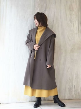 「イエローコーデ」｜「アイテム（その他アウター）」を使った、MKミッシェルクランさん（レディース・152cm）の冬コーディネート