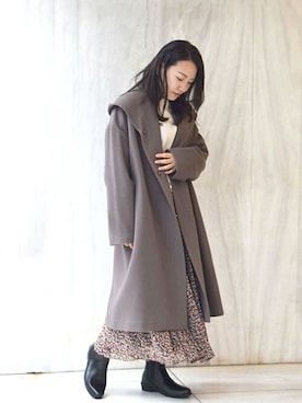 「MK MICHEL KLEIN（エムケーミッシェルクラン）のアイテム（その他アウター）」を使った、MKミッシェルクランさん（レディース・153cm）の冬コーディネート