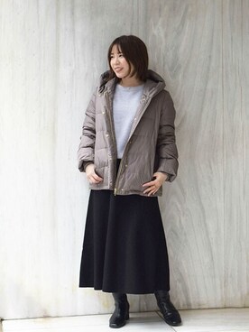 「MK MICHEL KLEIN（エムケーミッシェルクラン）のアイテム（ダウンジャケット/コート）」を使った、MKミッシェルクランさん（レディース・152cm）の冬コーディネート