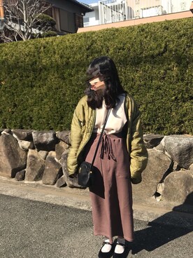 「SVEC（シュベック）のカンフーシューズ kung fu Shoes / ストラップパンプス（バレエシューズ）」を使った、ミユさん（レディース・149cm）の冬コーディネート