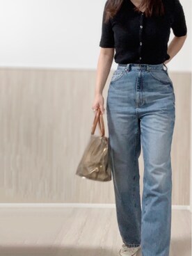 「ハイウエストストレートジーンズ」｜YIEさん（レディース・160cm）の夏コーディネート