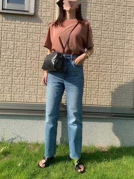 「ハイウエストストレートジーンズ」｜YIEさん（レディース・160cm）の夏コーディネート