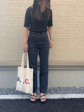 「ハイウエストストレートジーンズ」｜YIEさん（レディース・160cm）の夏コーディネート