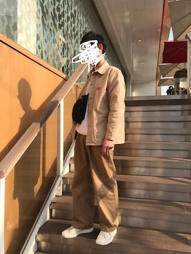 「UNIVERSAL OVERALL（ユニバーサルオーバーオール）のUNIVERSAL OVERALL×FREAK'S STORE/ユニバーサルオーバーオール 別注T/C TAILORED/TCテーラード（テーラードジャケット、ベージュ系）」を使った、__ra_bcさん（メンズ・173cm）の春コーディネート