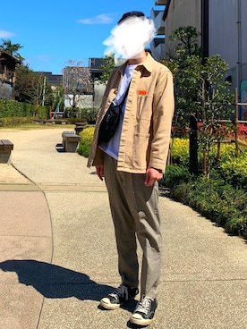 「UNIVERSAL OVERALL（ユニバーサルオーバーオール）のUNIVERSAL OVERALL×FREAK'S STORE/ユニバーサルオーバーオール 別注T/C TAILORED/TCテーラード（テーラードジャケット、ベージュ系）」を使った、__ra_bcさん（メンズ・173cm）の春コーディネート