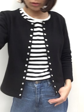 「アニエスベー」｜「アイテム（ノーカラージャケット）」を使った、mariさん（レディース・165cm）の秋コーディネート