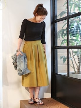 「タックスカート」｜journal standard L'essage 銀座店スタッフさん（レディース・164cm）の夏コーディネート