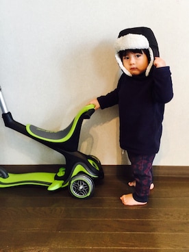 「babygap」｜「アイテム（ハンチング/ベレー帽）」を使った、Allenさん（キッズ・70cm）の冬コーディネート