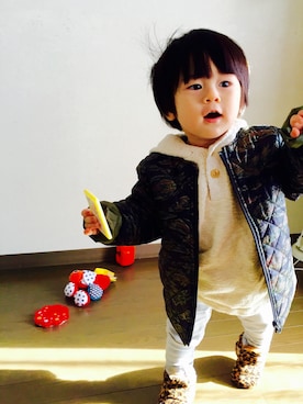 「babygap」｜「アイテム（ダウンジャケット/コート）」を使った、Allenさん（キッズ・70cm）の冬コーディネート