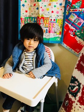 「アイテム（ベスト）」を使った、Allenさん（キッズ・80cm）の冬コーディネート