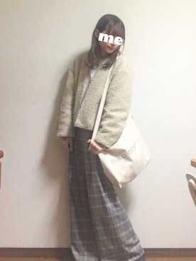 「ラメニット」｜「アイテム（ブルゾン）」を使った、桃さん（レディース・163cm）の冬コーディネート