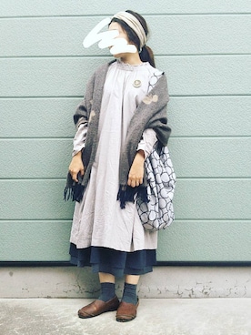 「ワンピース×スニーカー」｜「アイテム（スリッポン）」を使った、natuさん（レディース・150cm）の秋コーディネート