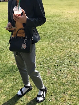 「サンダルに靴下」｜「アイテム（ライダースジャケット）」を使った、Ky.Ace0777さん（メンズ・167cm）の春コーディネート