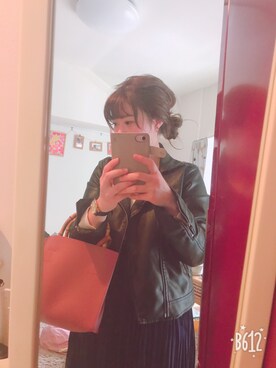 「アイテム（ライダースジャケット）」を使った、sayaponさん（レディース・153cm・20代）の春コーディネート