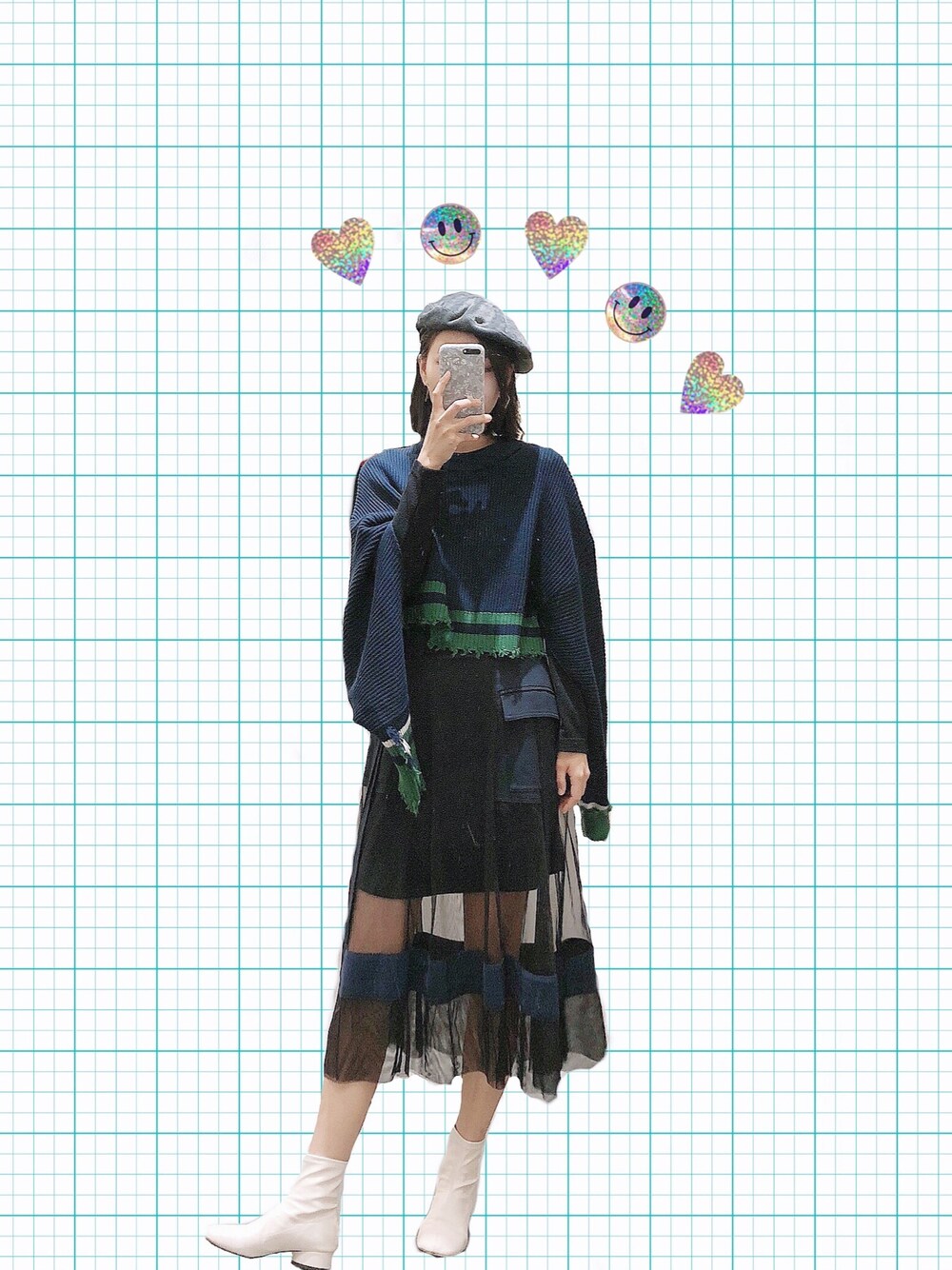 「MUのアイテム（ワンピース、ブルー系）」を使った、haxhaxさん（レディース・168cm）の秋コーディネートの1枚目の写真