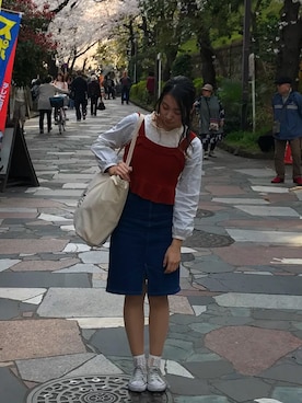 「ニットキャミソール」｜「アイテム（その他）」を使った、周さん（レディース・161cm）の春コーディネート