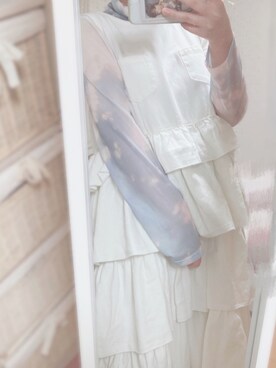 「merry jenny（メリージェニー）のアイテム（ジャンパースカート）」を使った、ma~さん（レディース・152cm）の春コーディネート
