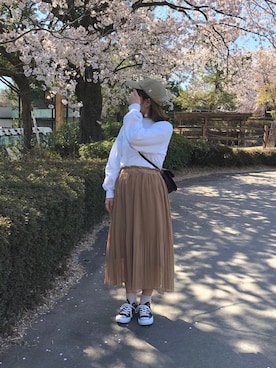「PLAYBOY（プレイボーイ）のアイテム（帽子）」を使った、りなさん（レディース・156cm）の春コーディネート