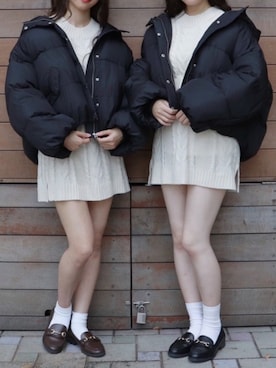 「双子コーデ」｜「アイテム（ブルゾン）」を使った、pairpairさん（レディース・165cm）の秋コーディネート