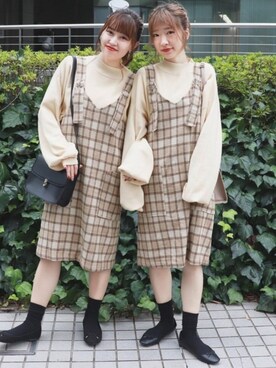 「PairPair（ペアペア）のアイテム（ワンピース/ドレス）」を使った、pairpairさん（レディース・155cm）の秋コーディネート