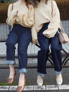 「PairPair（ペアペア）のアイテム（パンツ）」を使った、pairpairさん（レディース・155cm）の冬コーディネート