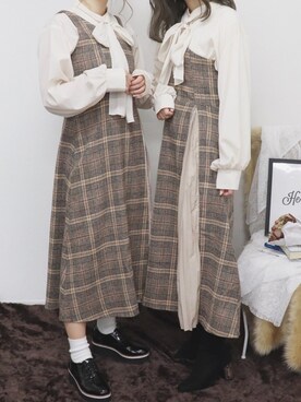 「PairPair（ペアペア）のアイテム（ワンピース/ドレス）」を使った、pairpairさん（レディース・155cm）の冬コーディネート