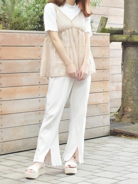 「PairPair（ペアペア）のアイテム（パンツ）」を使った、pairpairさん（レディース・155cm）の春コーディネート