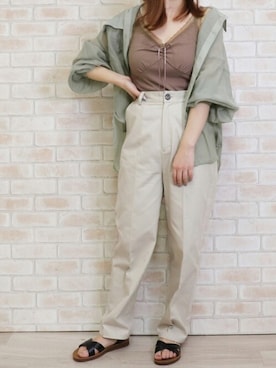 「PairPair（ペアペア）のアイテム（パンツ）」を使った、pairpairさん（レディース・155cm）の夏コーディネート