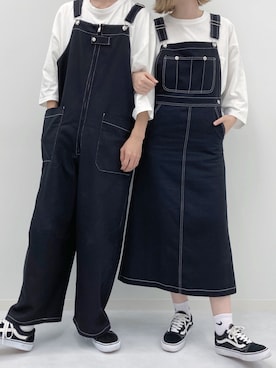「カップルコーデ」｜「アイテム（サロペット/オーバーオール）」を使った、pairpairさん（レディース・165cm）の夏コーディネート