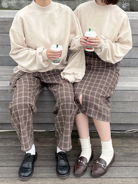 「PairPair（ペアペア）のアイテム（パンツ）」を使った、pairpairさん（レディース・165cm）の秋コーディネート