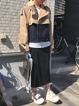 「UNIQLO（ユニクロ）のボアスウェットスカート（スカート）」を使った、いえこさん（レディース・161cm）の春コーディネート