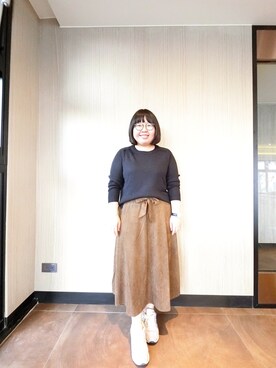 「skirt」｜「アイテム（スウェット）」を使った、Janiceさん（レディース・155cm）の冬コーディネート