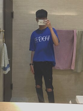 「VOGUE JAPAN（ヴォーグ ジャパン）のアイテム」を使った、高紹航さん（メンズ・182cm）の春コーディネート