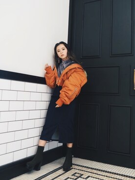 「EVRIS（エヴリス）のアイテム（ジャケット/アウター）」を使った、yunaさん（レディース・150cm）の秋コーディネート