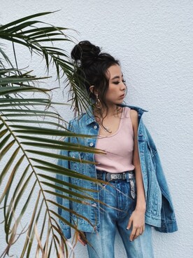 「EVRIS 」｜「アイテム（デニムジャケット）」を使った、yunaさん（レディース・150cm）の冬コーディネート