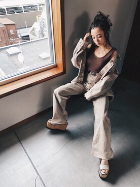 「EVRIS（エヴリス）のアイテム（ジャケット/アウター）」を使った、yunaさん（レディース・150cm）の冬コーディネート