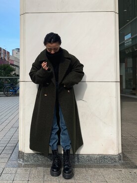 「EVRIS（エヴリス）のアイテム（チェスターコート）」を使った、yunaさん（レディース・150cm）の冬コーディネート