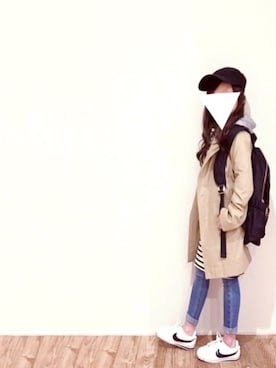 「PLAIN CLOTHING（プレーンクロージング）のアイテム（バッグ）」を使った、 cyamu∗︎*ﾟさん（キッズ・110cm）の春コーディネート