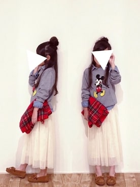 「アイテム（モカシン/デッキシューズ）」を使った、 cyamu∗︎*ﾟさん（キッズ・120cm）の秋コーディネート