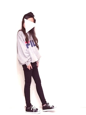 「FILA（フィラ）のアイテム（スウェット）」を使った、 cyamu∗︎*ﾟさん（キッズ・120cm）の秋コーディネート