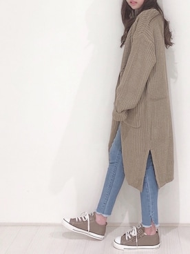 「ロングカーディガン」｜ cyamu∗︎*ﾟさん（キッズ・130cm）の秋コーディネート