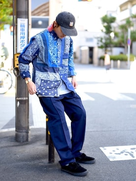 「BIG MIKE（ビッグマイク）のアイテム（パンツ）」を使った、417さん（メンズ・168cm）の秋コーディネート