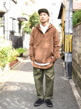 「秋のカフェオレコーデ」｜「アイテム（スリッポン）」を使った、417さん（メンズ・168cm）の秋コーディネート