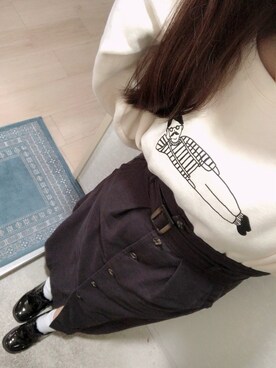 「オーバーコート」｜「アイテム（スウェット）」を使った、narigalさん（レディース・147cm）の冬コーディネート