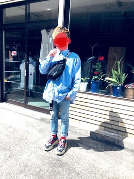 「501(R) Skinny（ゴーマルイチスキニー）の501(R) Skinny スキニージーンズ ミディアムインディゴブルー HILLMAN/14.75oz（デニムパンツ）」を使った、ゆうたさん（メンズ・168cm）の春コーディネート