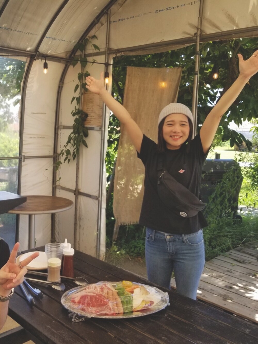 「DANTONの【DANTON】ポケットTシャツ SO　WOMEN（Tシャツ/カットソー、ブラック系）」を使った、Mayu  さん（レディース・157cm）の秋コーディネートの1枚目の写真